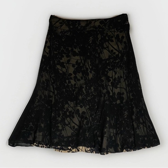 Vintage Anne Carson Chiffon Skirt Sz 12 Black Sheer Layered Floral Whimsigoth - Picture 1 of 8